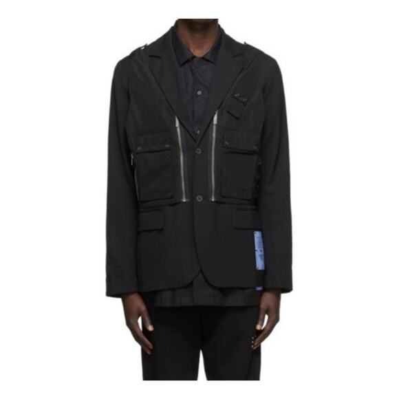 MCQ Alexander McQueen Genesis II Hybrid Utility Blazer Jacket Black IT 50 US 40 - Picture 1 of 13